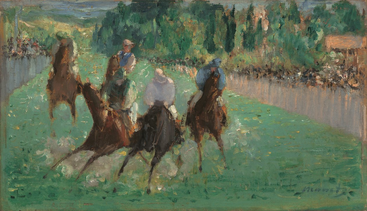 At the Races, ca. 1875 (olje på tre) av Édouard Manet