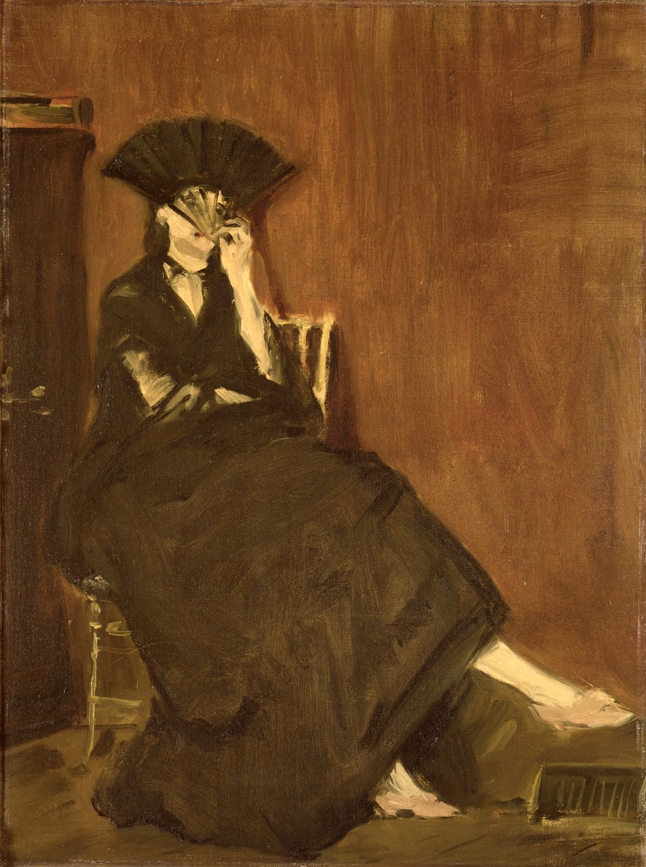 Berthe Morisot (1841-95) med en fan, 1872 av Édouard Manet