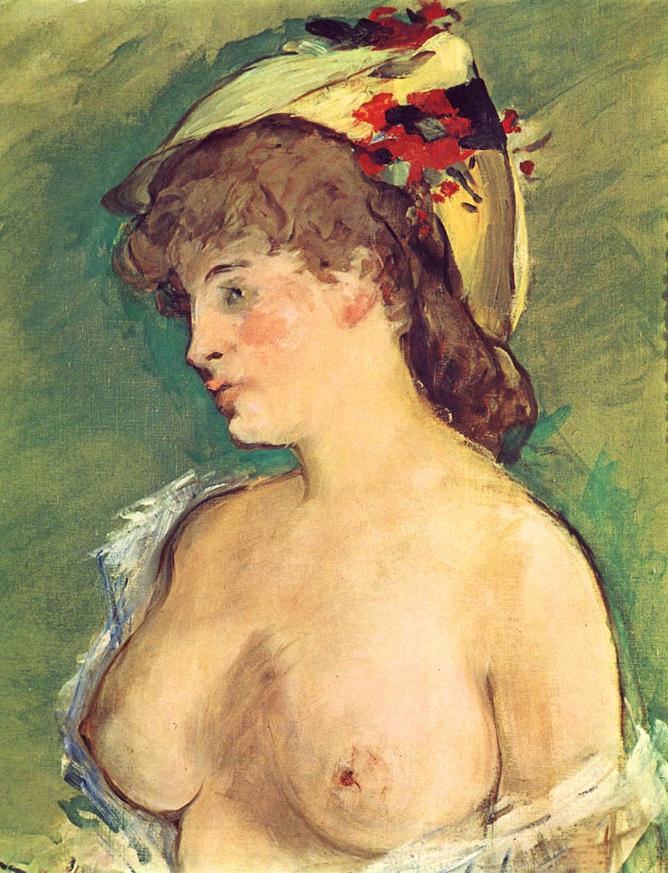 Blond kvinne med bare bryster av Édouard Manet