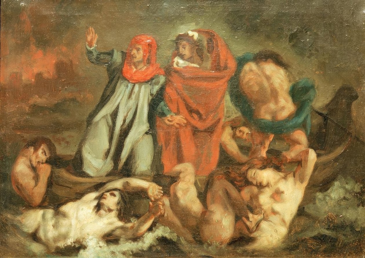 Dante og Virgil i båten av Édouard Manet