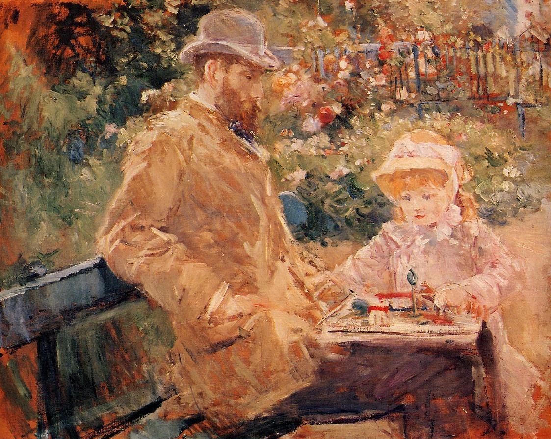 Eugène Manet og hans datter på Bougival av Édouard Manet