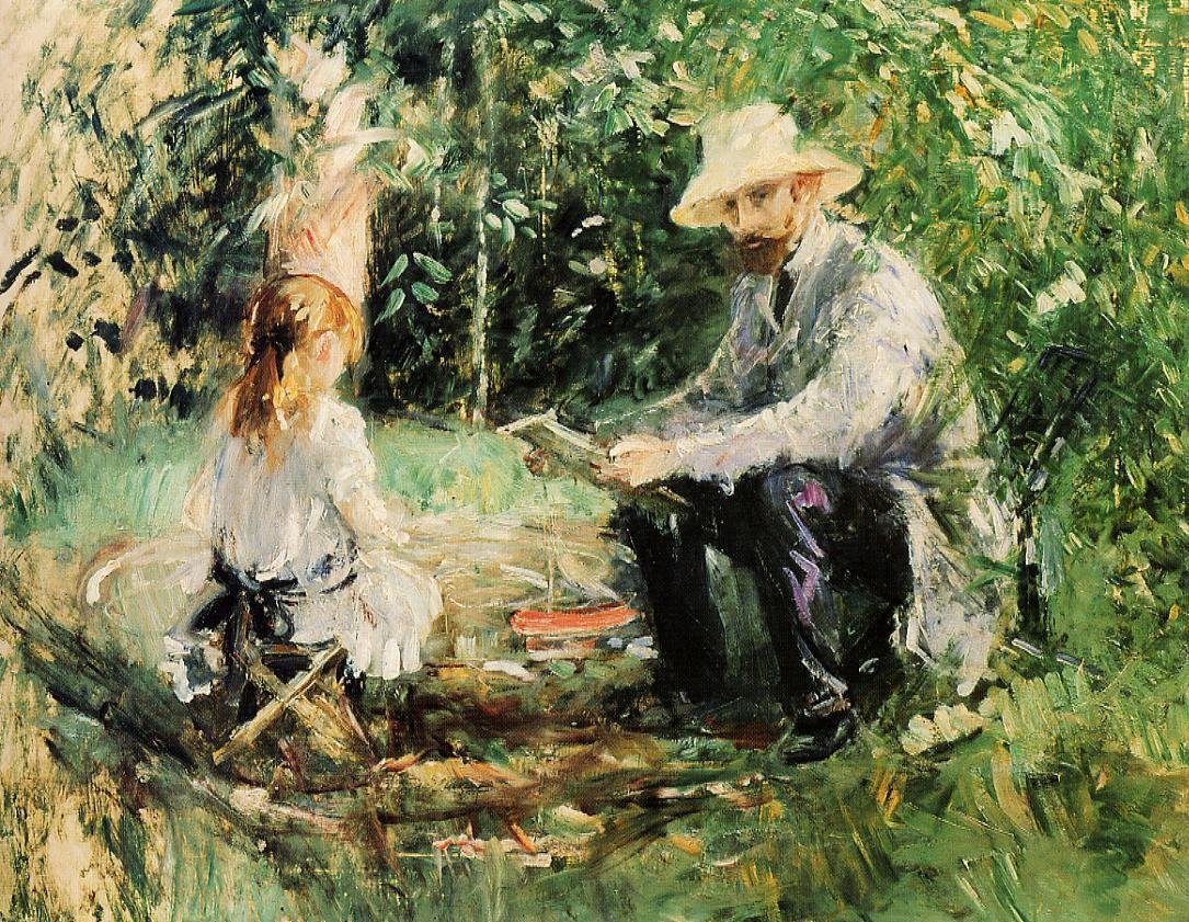 Eugène Manet og datteren hans i hagen av Édouard Manet