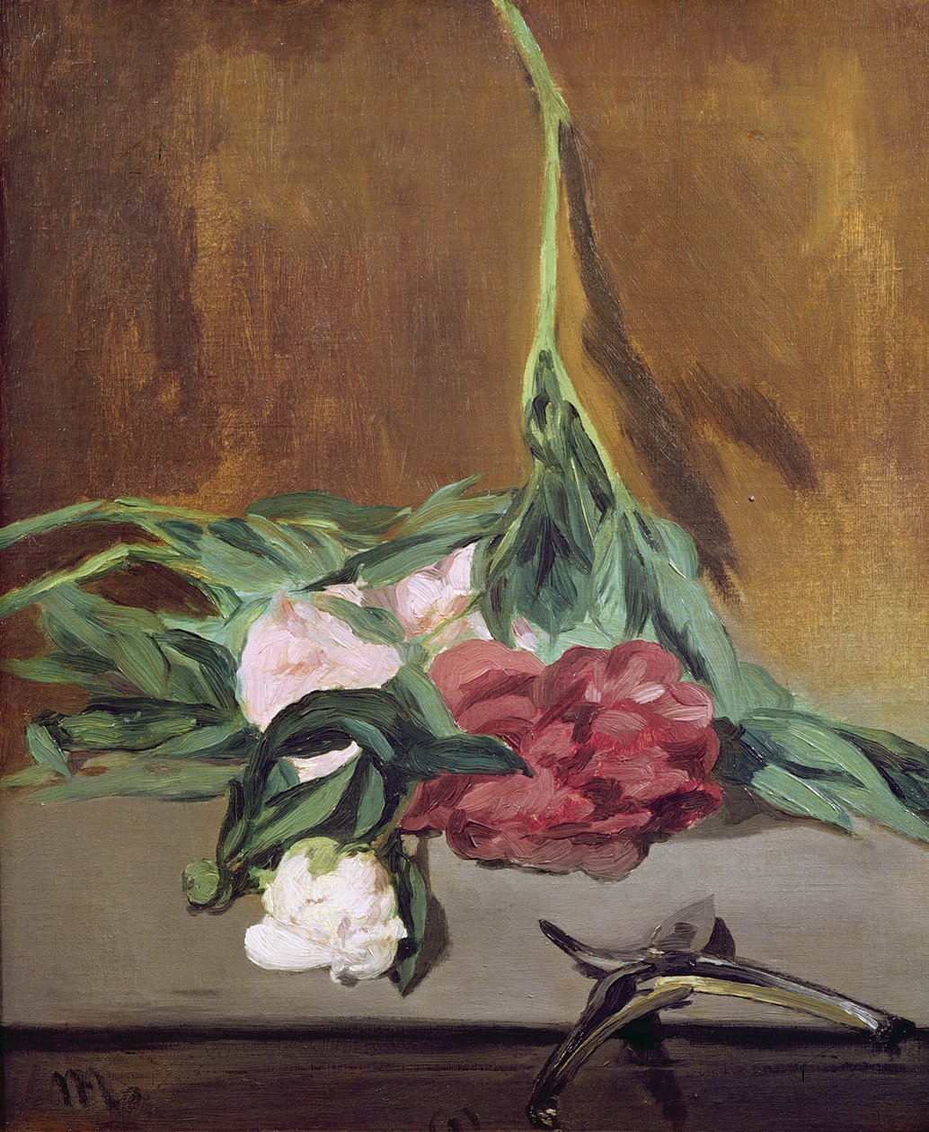 Stengel av peoner og sekatører, ca. 1864 av Édouard Manet