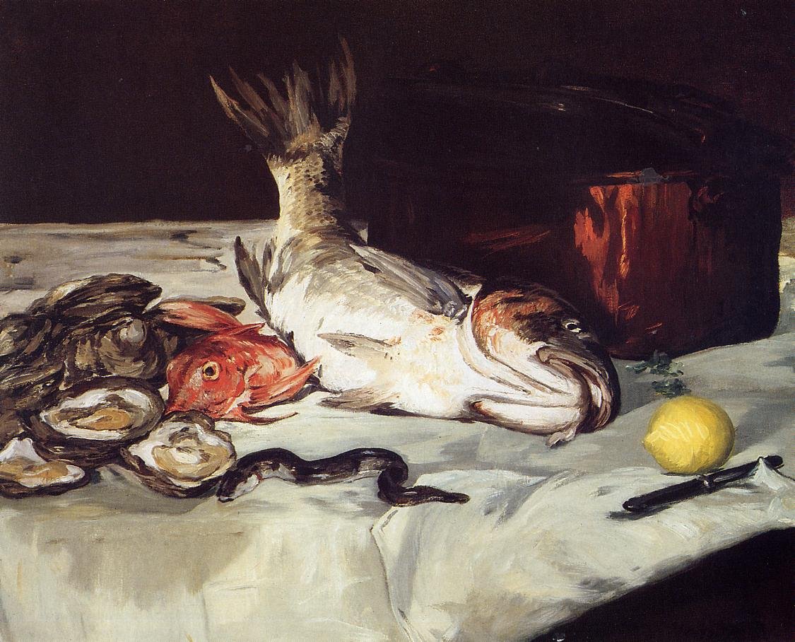 Stilleben med fisk av Édouard Manet
