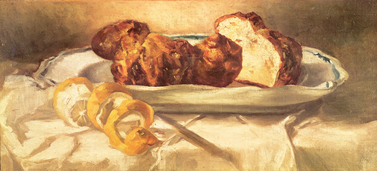 Stilleben med briocher og sitron, 1873 av Édouard Manet