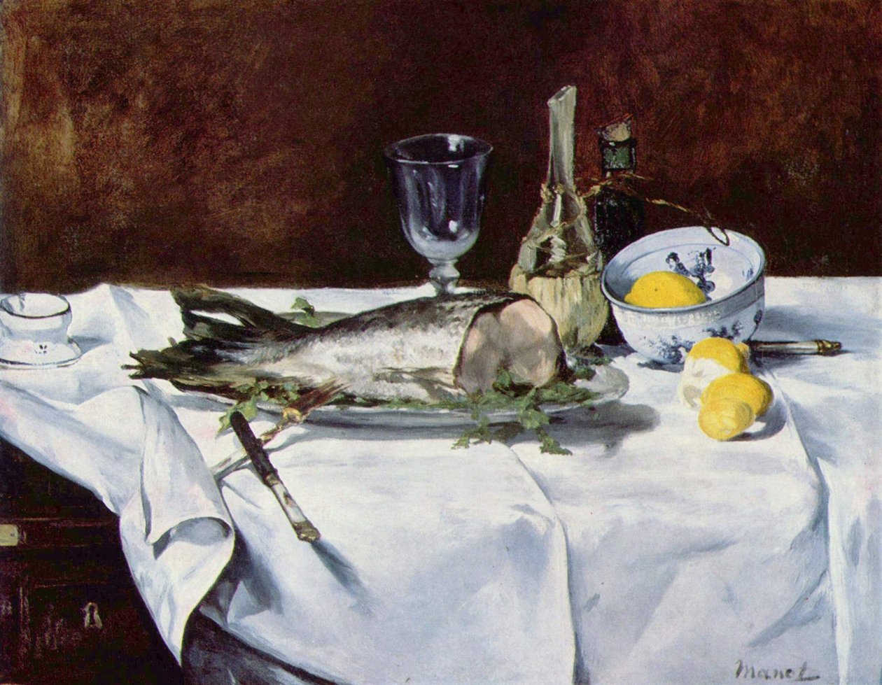 Stilleben med laks av Édouard Manet