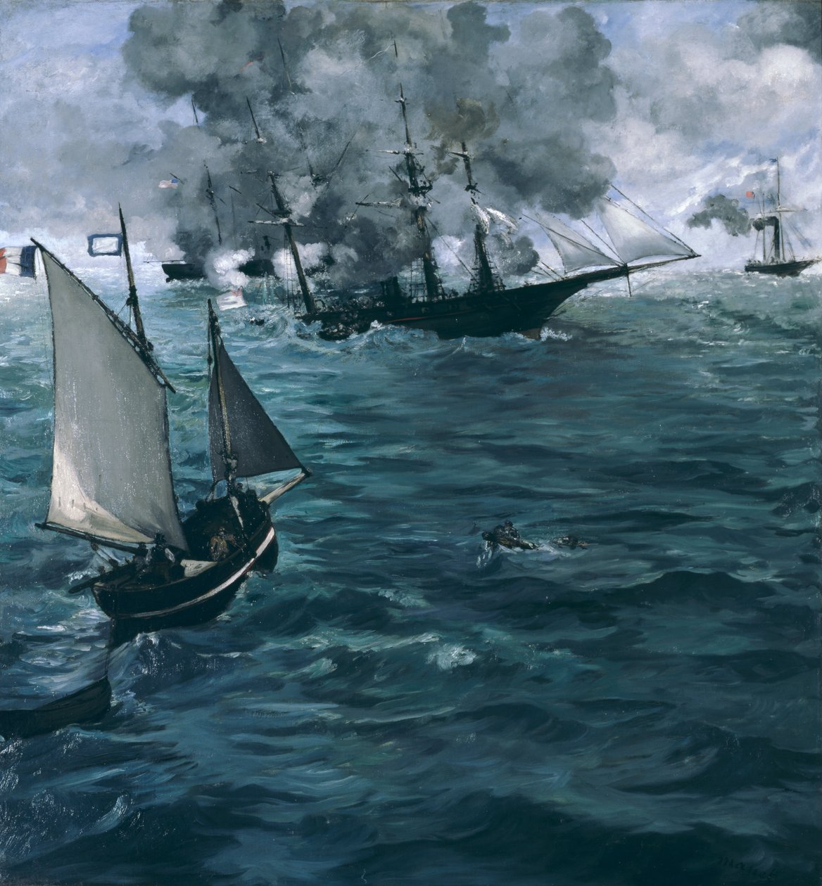 Slaget ved U.S.S. Kearsarge og C.S.S. Alabama av Édouard Manet