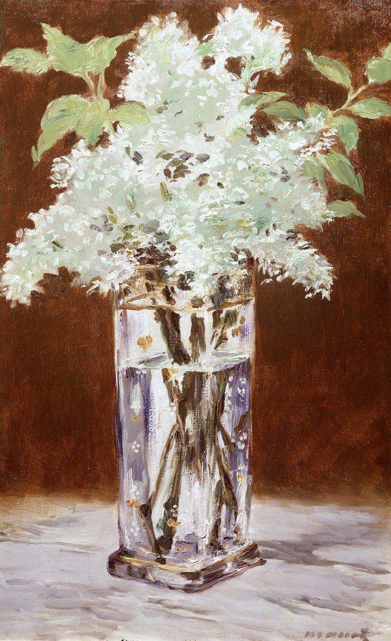 Hvit syrin i en krystallvase, 1882 av Édouard Manet