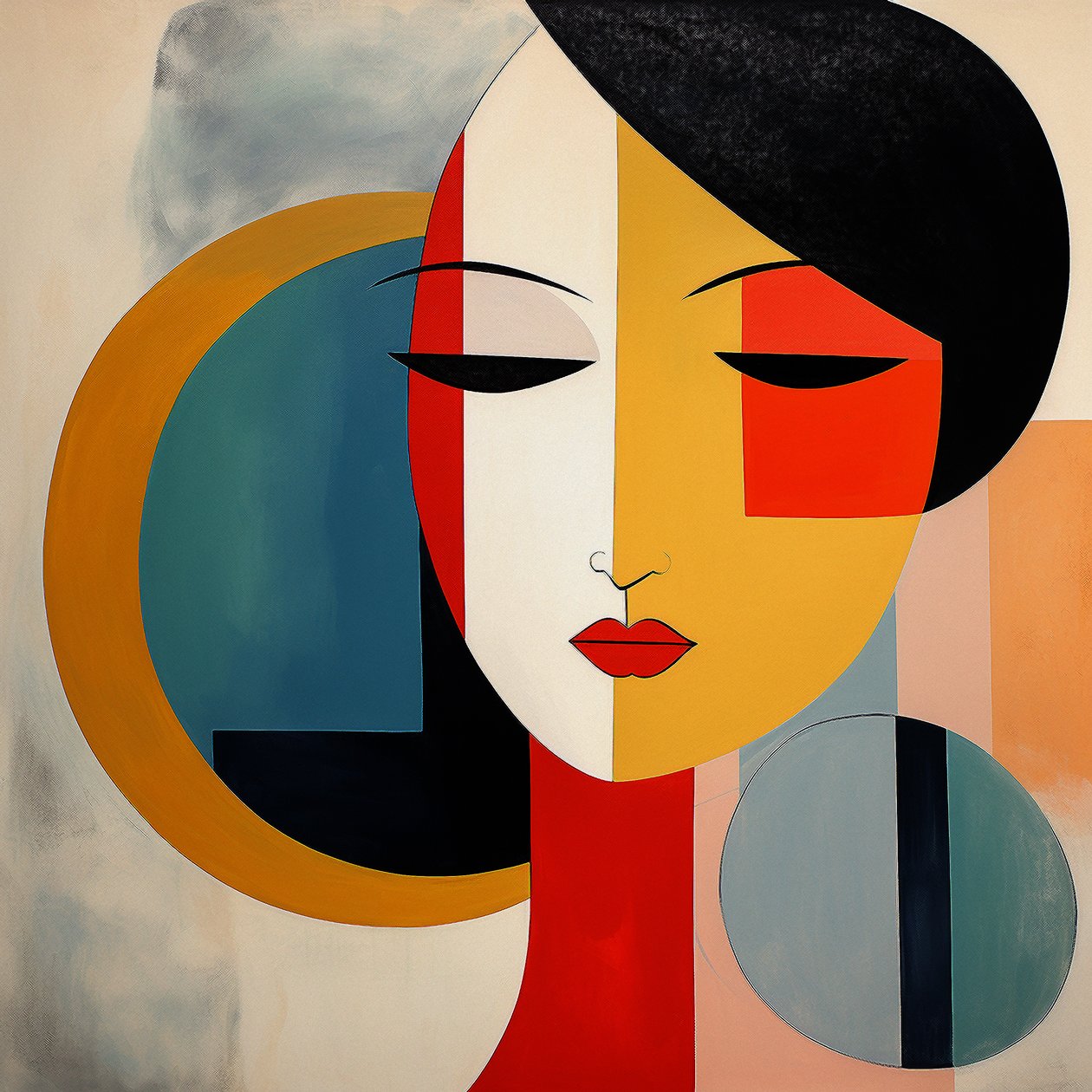 En skandinavisk kvinne, moderne minimalistisk, levende kunst, veggkunsttrykk av F. Abderrahim