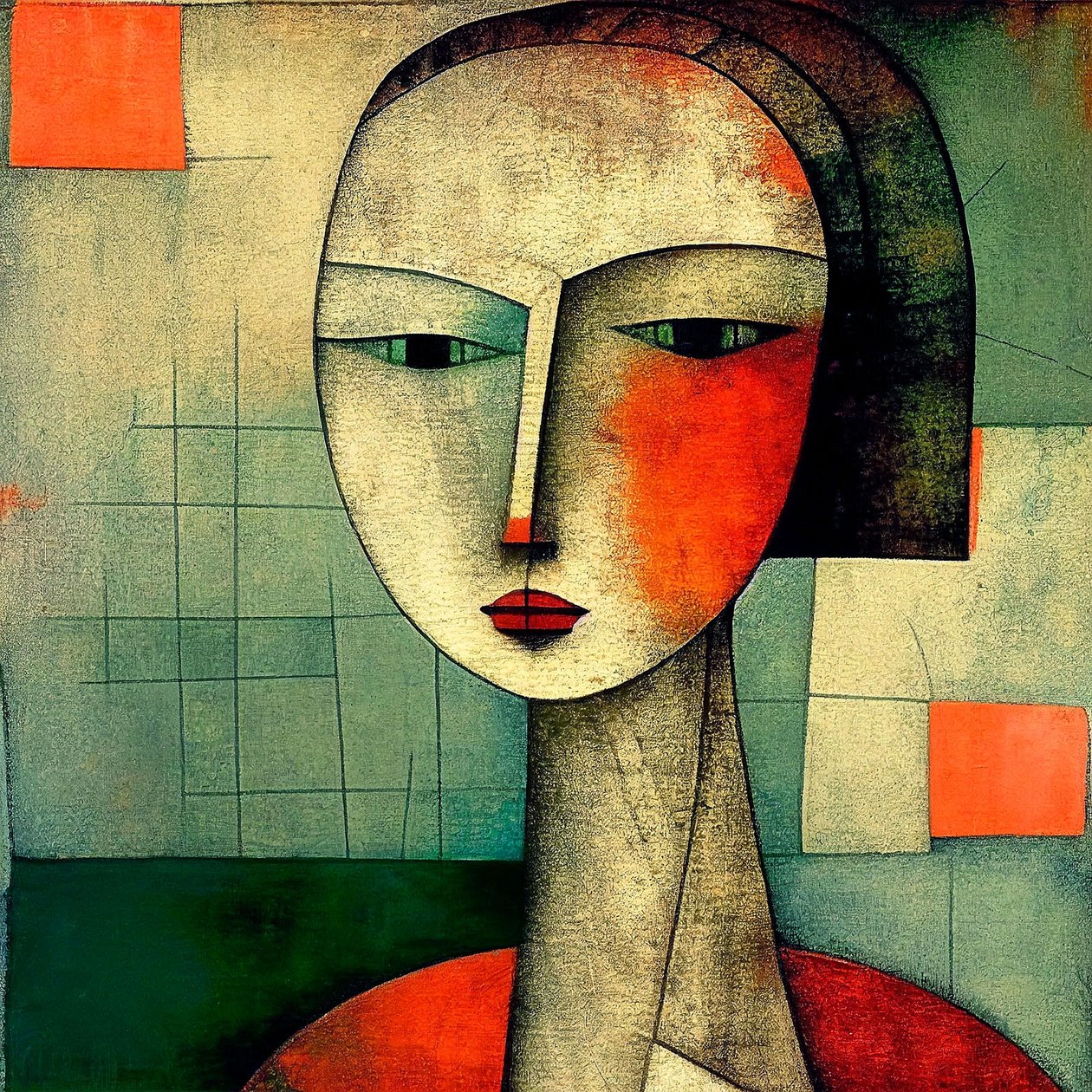 Eyes of Mystery: Abstrakt figurativ surrealisme Lady Portrait av F. Abderrahim