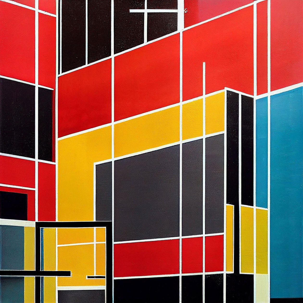 Geometriske arkitektoniske former maling på lerret, veggkunsttrykk av F. Abderrahim