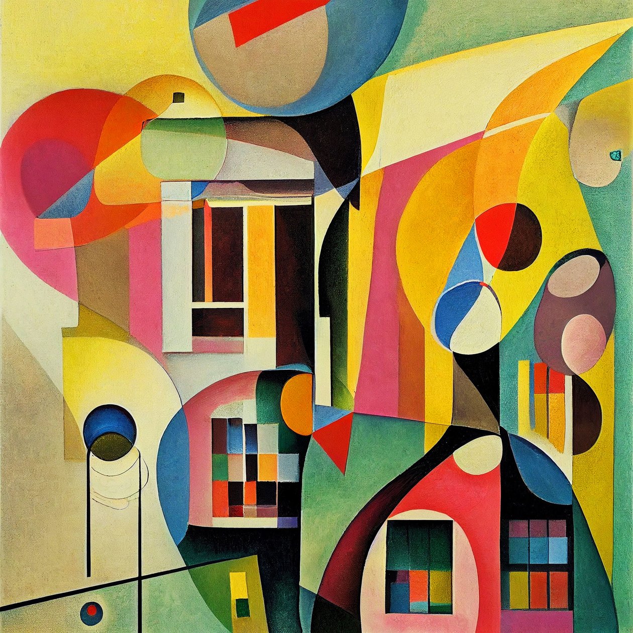 Multicolor abstrakte geometriske former, lerretskunstutskrifter av F. Abderrahim
