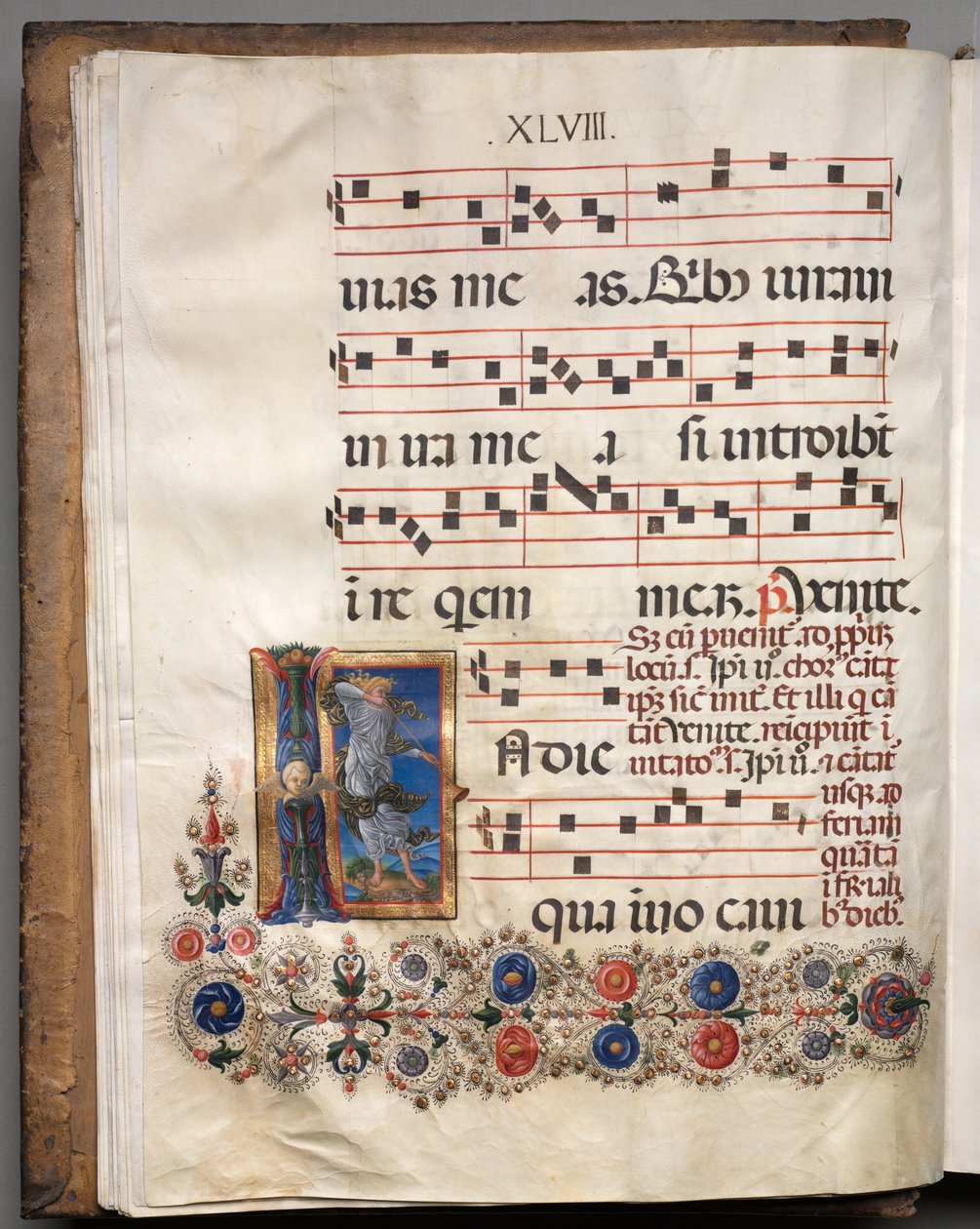 Antifonar: Initial, engel av follower of Girolamo da Cremona