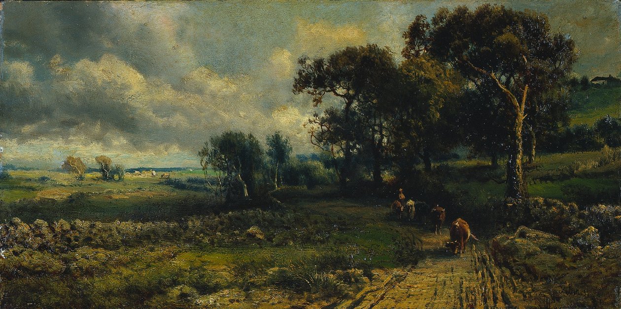 Fleecy skyer av imitator of George Inness