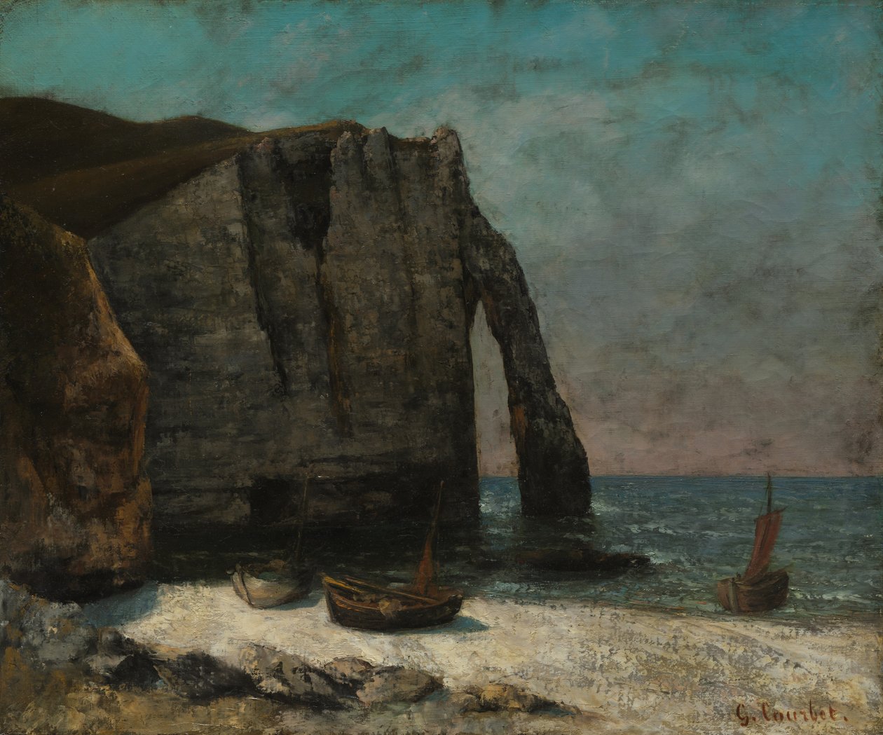 Klippen ved Étretat av imitator of Gustave Courbet