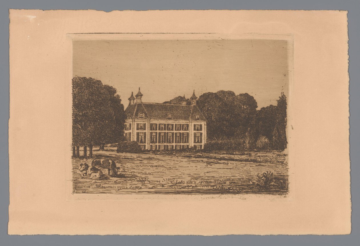 Utsikt fra en eng ved Waterland Estate av jonkheer Barthold Willem Floris van Riemsdijk