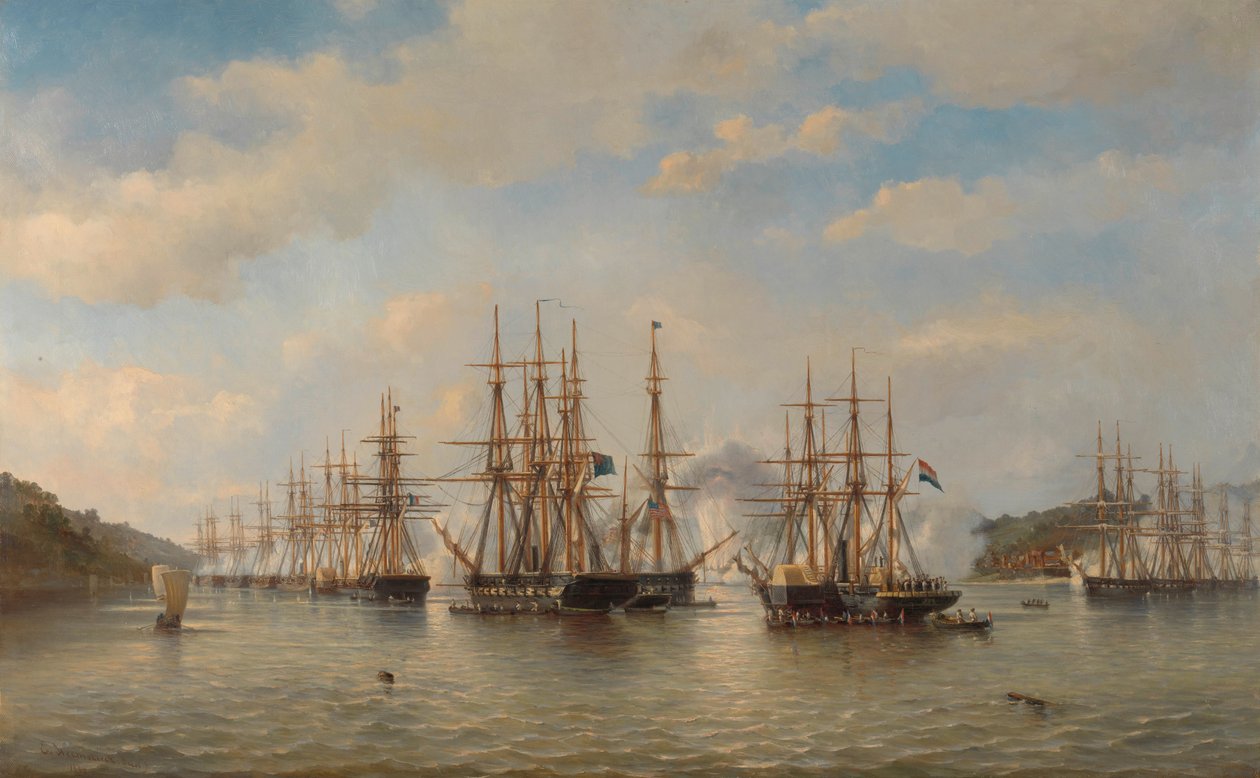 Nederlandske, engelske, franske og amerikanske skvadroner i japanske farvann under ekspedisjonen ledet av den franske sjefen Constant Jaurès, september 1864 av jonkheer Jacob Eduard van Heemskerck