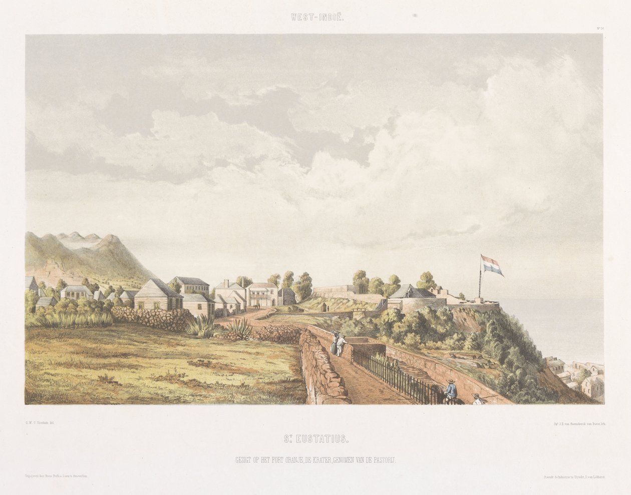 Utsikt over Fort Oranje og De Krater på St. Eustatius Utsikt fra Nederland
