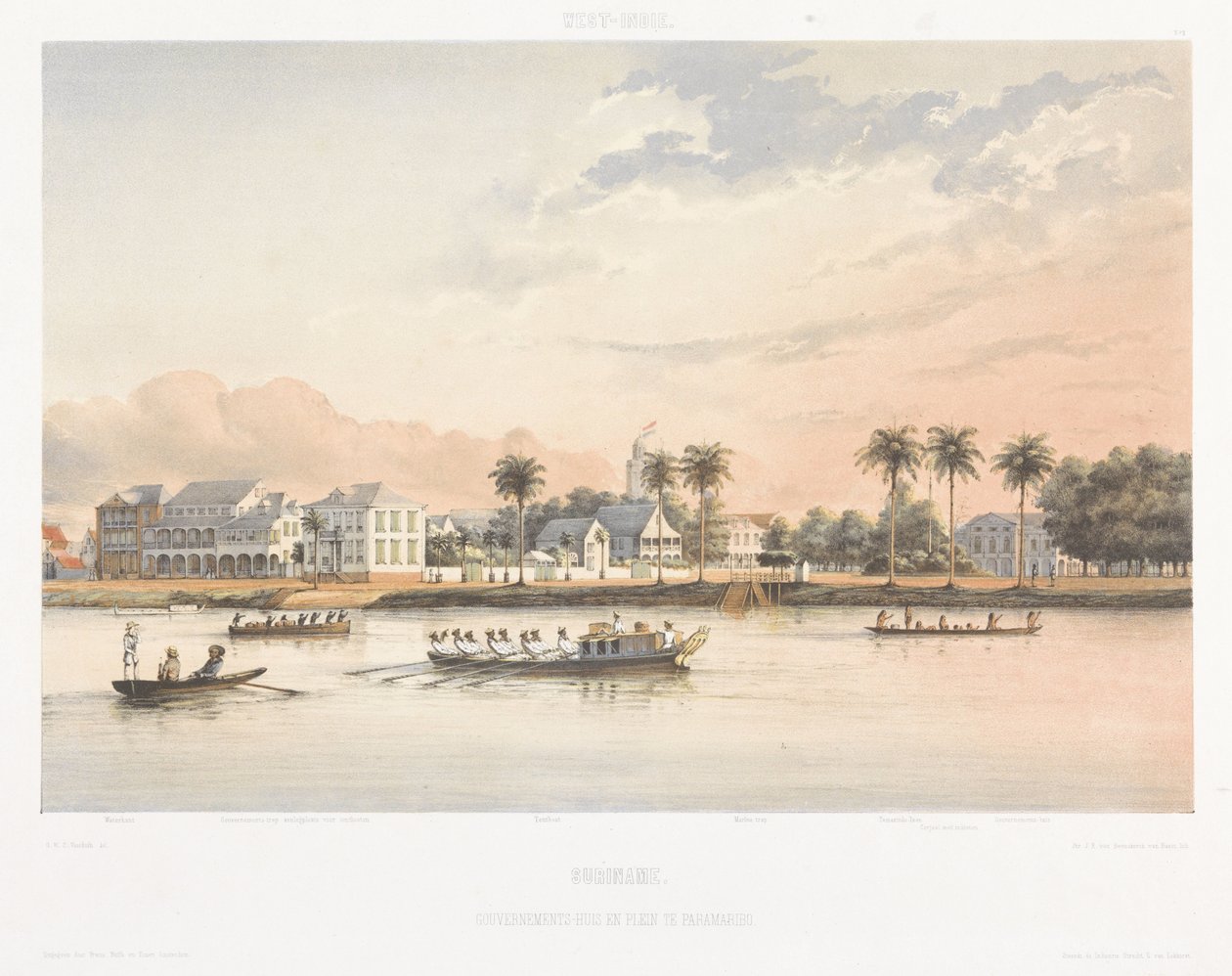 Regjeringshus og torg i Paramaribo Utsikt fra Nederland