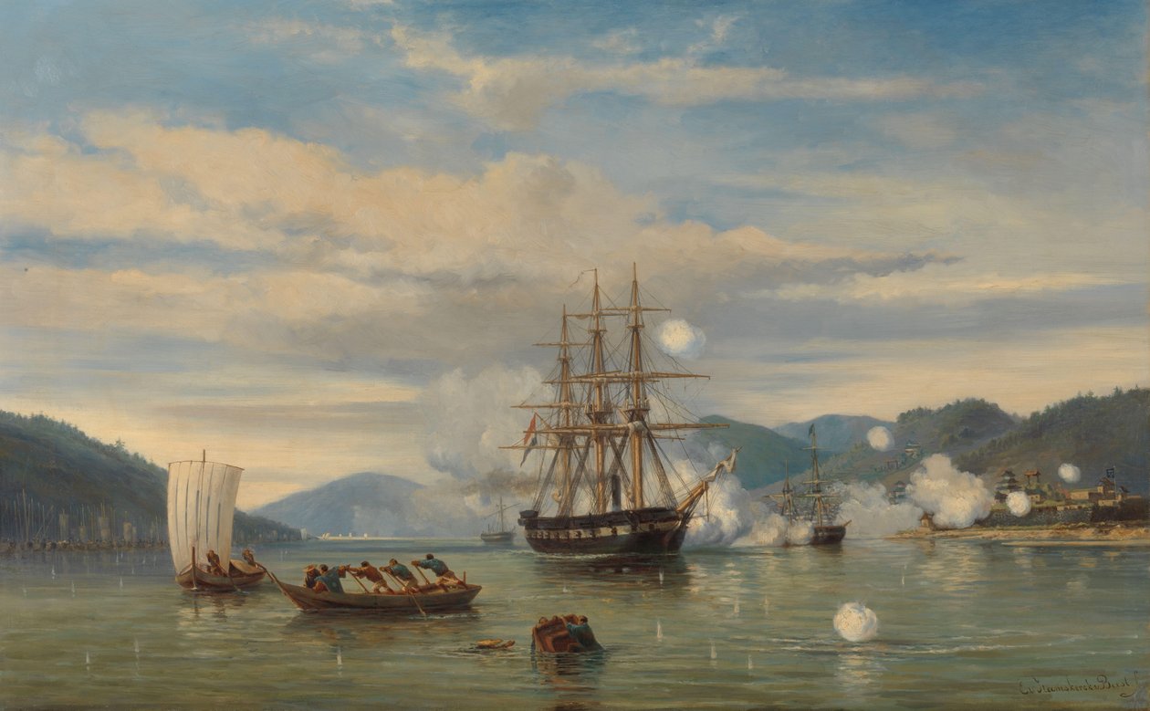 HMS dampdrevet slagskip Medusa åpner Shimonoseki-stredet HMS 