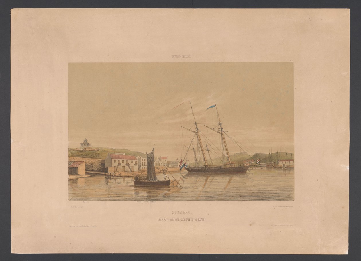 Willemstad havn Curacao. Køy til krigsskip i havnen (tittel på objekt) Vestindia (serietittel på objekt) Utsikt fra Nederland