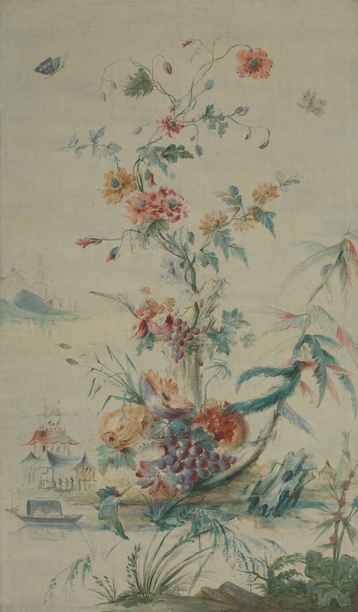 Blomster og Chinoiserie, 1700-tallet. av late 18th century . French Painter