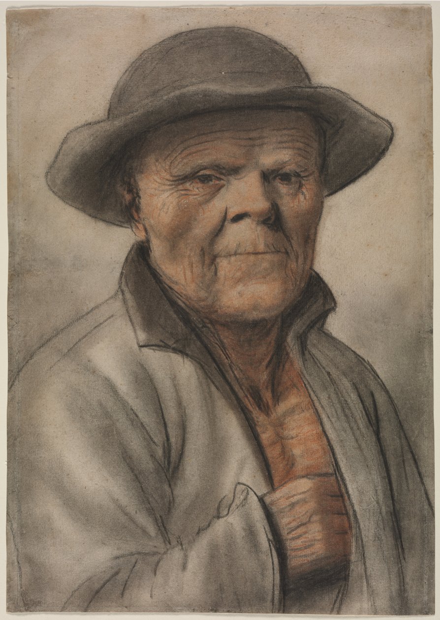 Portrett av en gammel mann av manner of Nicolas Lagneau