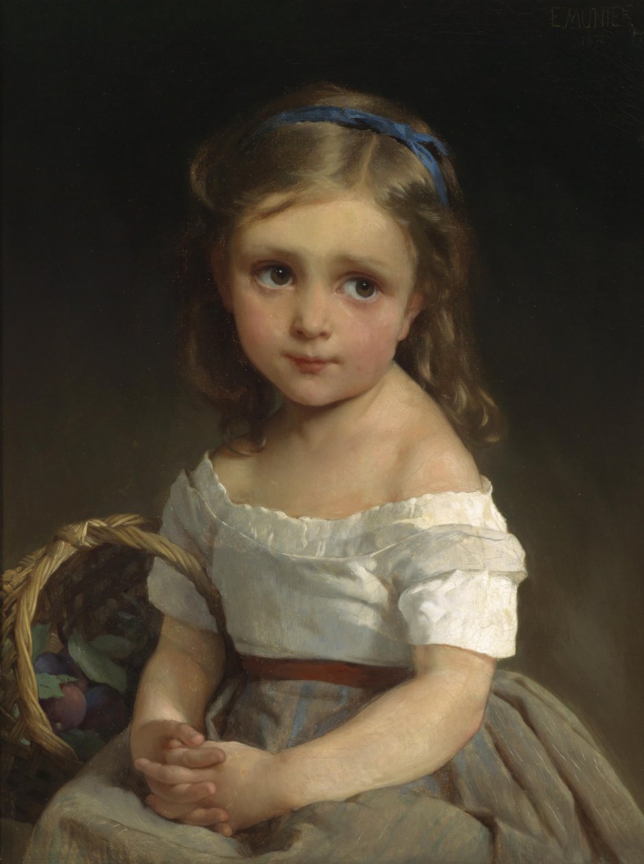 Jente med kurven med plommer av Emile Munier