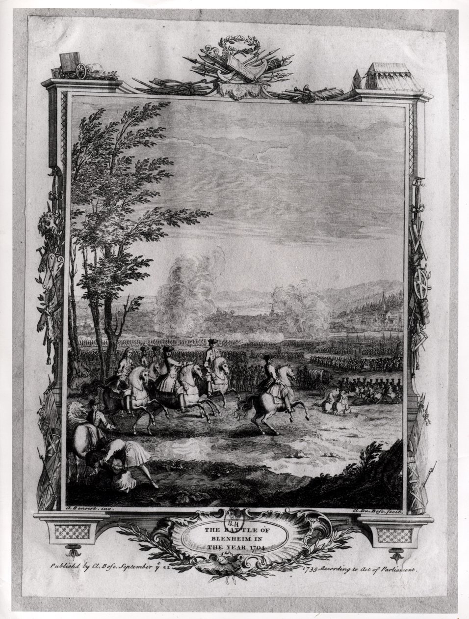 Slaget ved Blenheim, 13. august 1704, gravert av Claude Dubosc, 1735 av Antoine Benoist or Benoit du Cercle