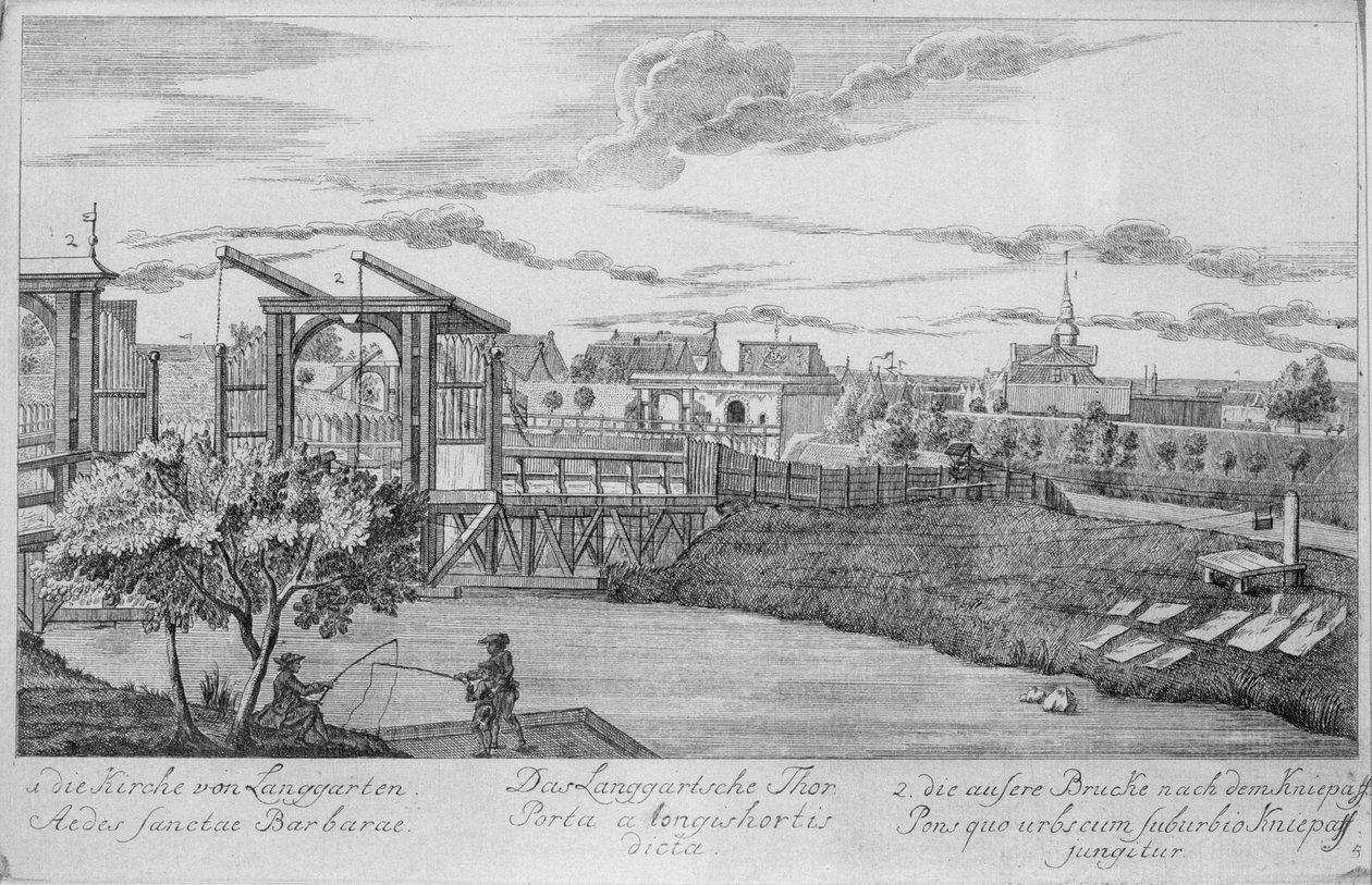 Byport i Gdansk som viser de lange hagene, fra 