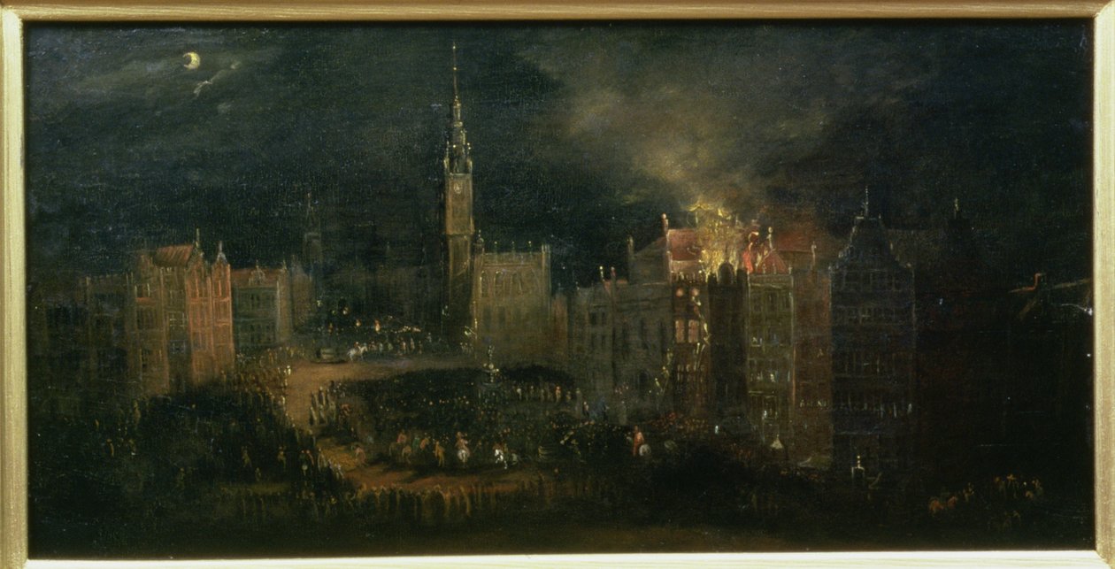 Brann på Long Market, ca. 1650 av or Milwitz, Bartolomaus Miltvitz