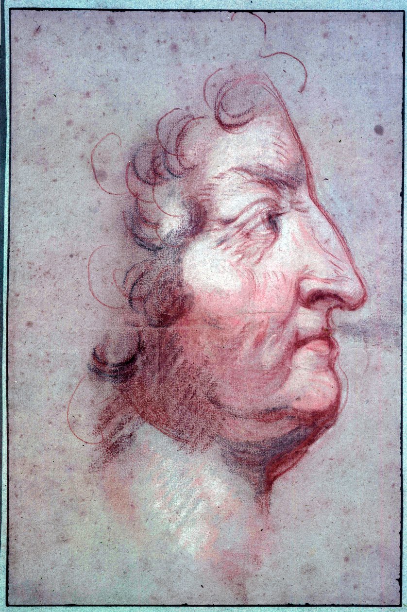 Profilportrett av kongen av Frankrike Louis XIV alder (1638-1715) Tegning a la sanguine tilskrevet Antoine Benoit du Cercle (1632-1717) Paris fra 1600-tallet, Musee du Louvre av or Benoit du Cercle Antoine Benoist