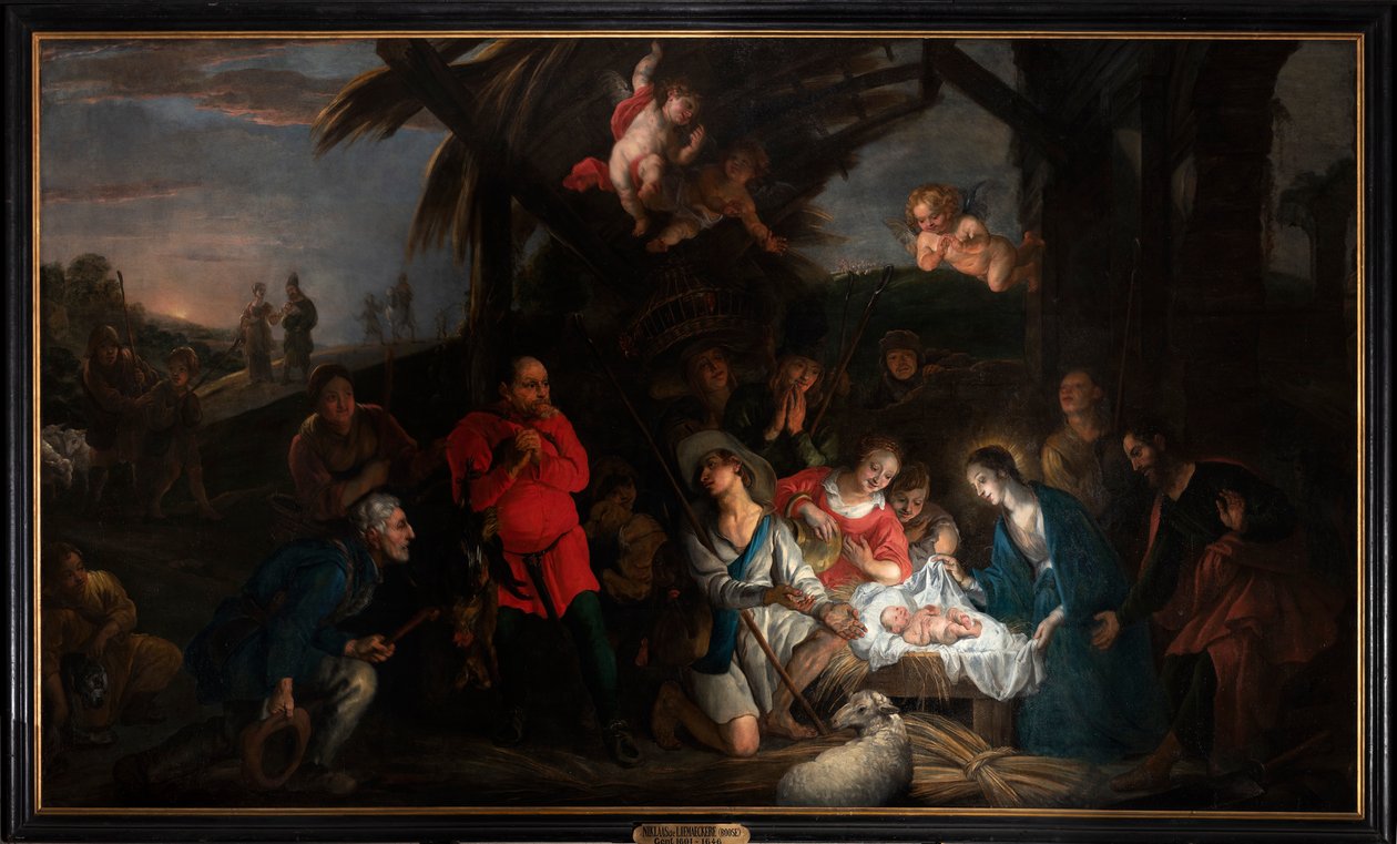Hyrdenes tilbedelse av or Liemaecker Nicolaas de Liemakere