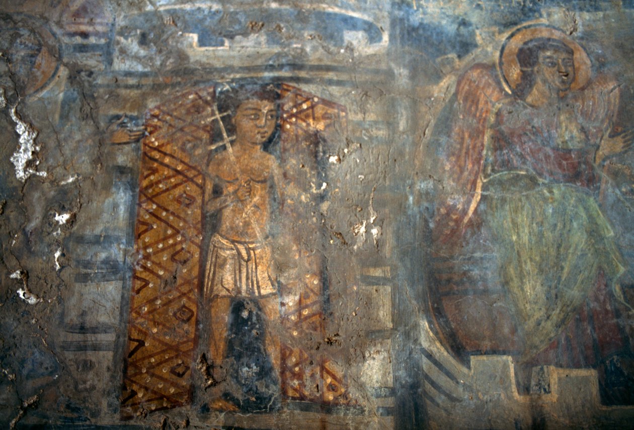 Angel, freskomaleri i kirken Plemeniana, Kreta, Hellas (bilde) av Theodore Charles Ange Coquelin