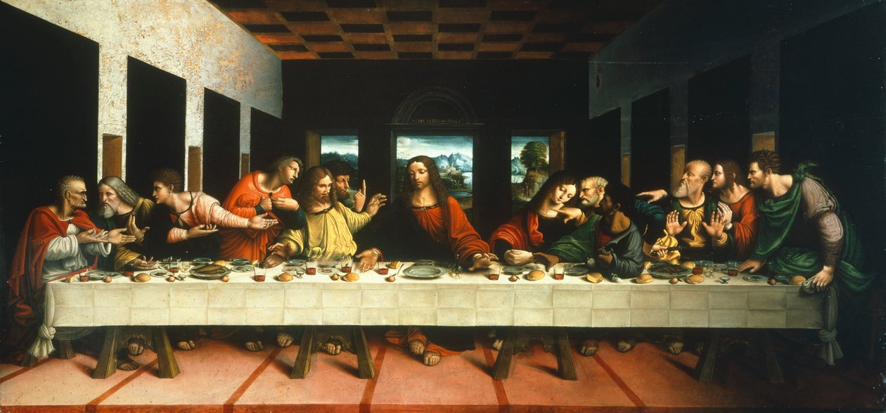 Kopi av Nattverden av Leonardo da Vinci, av Cesare Magni (første halvdel av 1500-tallet) av or Magno Cesare Magni