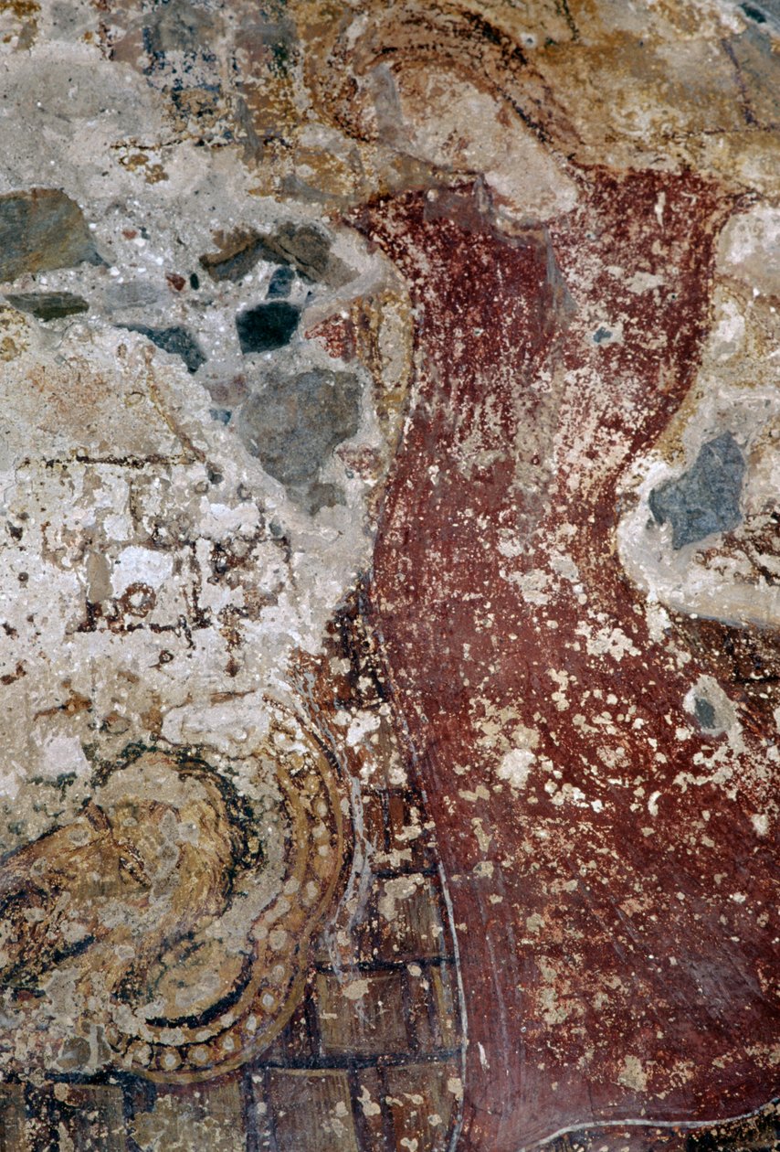 Fresco i den bysantinske kirken Agios Georgios, Vathi, Kreta, Hellas (bilde) av Theodore Charles Ange Coquelin