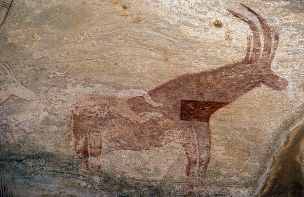 Klovdyr, hulemaleri, Sephar, Tassili n'Ajjer (Unescos verdensarvliste av Theodore Charles Ange Coquelin
