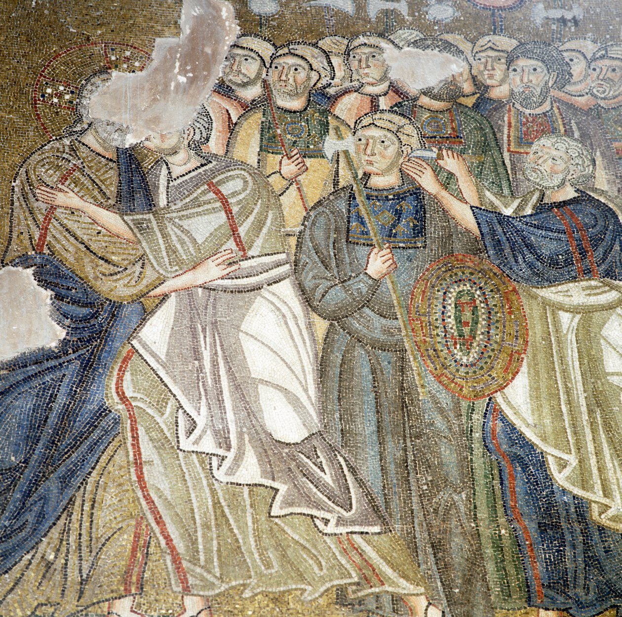 Judas kyss, mosaikk i katholikon (hovedkirke) i Nea Moni kloster (Unescos verdensarvliste av Theodore Charles Ange Coquelin