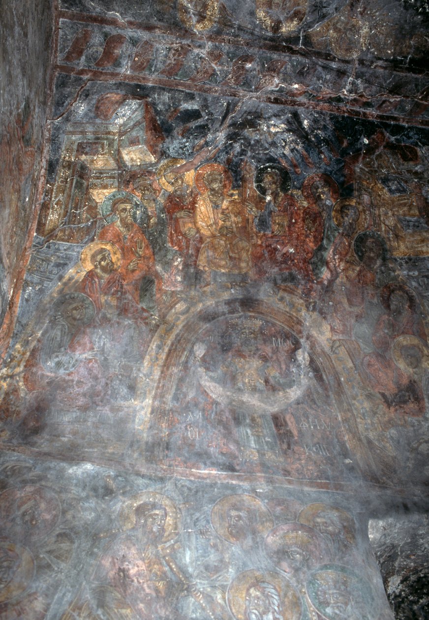 Hellige, freskomaleri på taket av kirken Agia Paraskevi, Anisaraki, Kreta, Hellas (bilde) av Theodore Charles Ange Coquelin