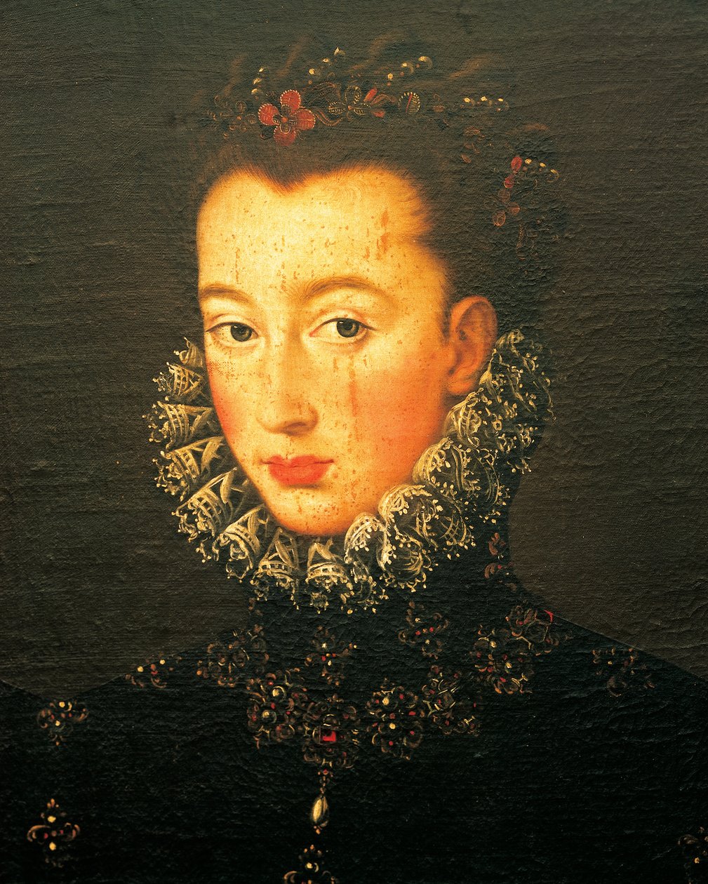Portrett av Lucrezia d'Este (1535-1598), hertuginne av Urbino, maleri tilskrevet Federico Zuccari (1539-1609) av or Zuccaro Federico Zuccari