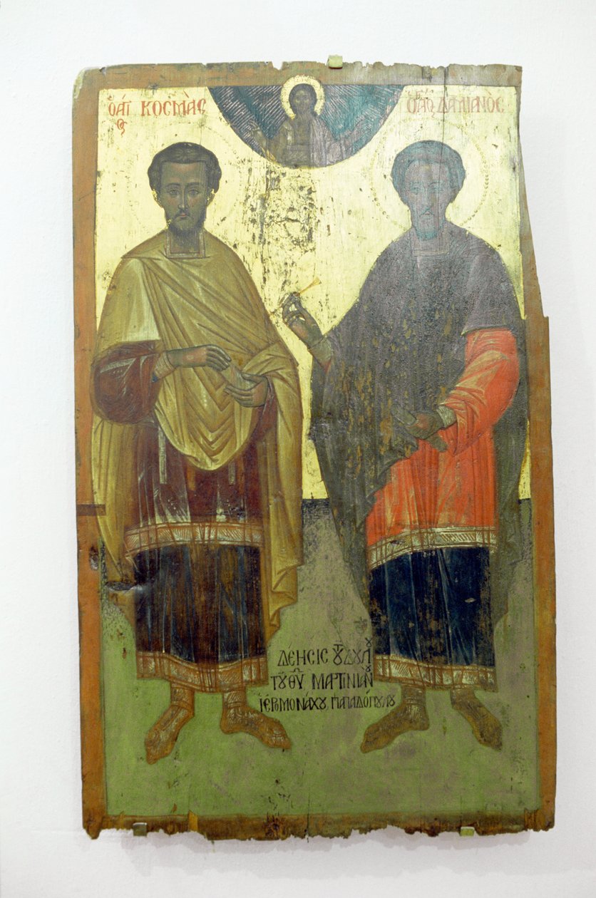 Hellige, maleri på tre i Arkadi kloster, Kreta, Hellas (bilde) av Unbekannt Unbekannt