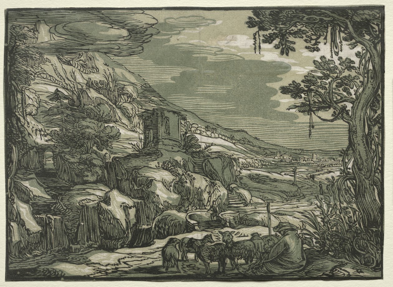 Arkadisk landskap av possibly after Esaias van de Velde