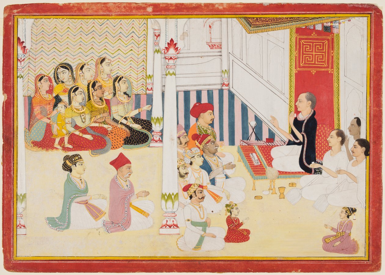 Svetambara Jain lærer gir instruksjon av possibly by Sahib Ram