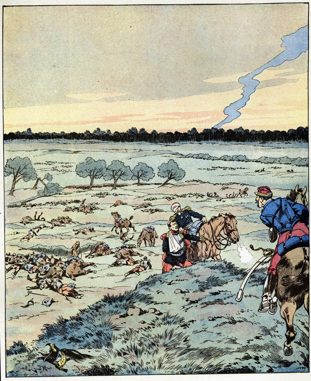 Slagskip? Det er ikke mer! En generals svar til en offiser som krevde forsterkning i slaget ved Reichoffen, kjent for sin tunge plikt i 1870. Illustrasjon av Job (Jacques Marie Gaston Onfray og Breville) (Jacques-Marie) (1858-1931) for t. av pseudonym for Onfray de Breville Jacques Job