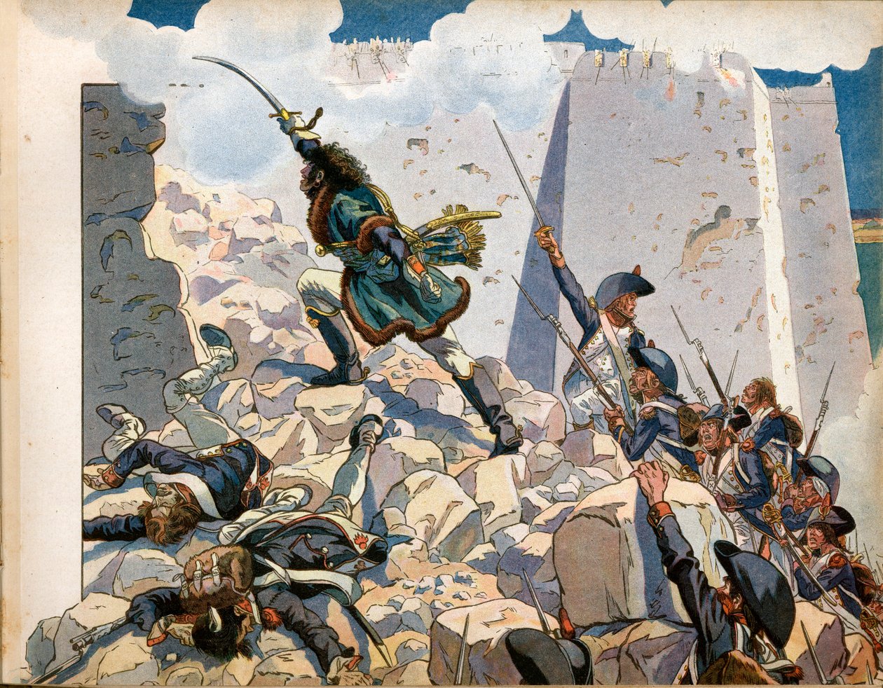 Kampanje (ekspedisjon) av Egypt: Joachim Murat (1767-1815) ved beleiringen av Saint John of Acre i Egypt. Gravering av Jacques Marie Gaston Onfray de Breville dit Job (1858-1931) av pseudonym for Onfray de Breville Jacques Job