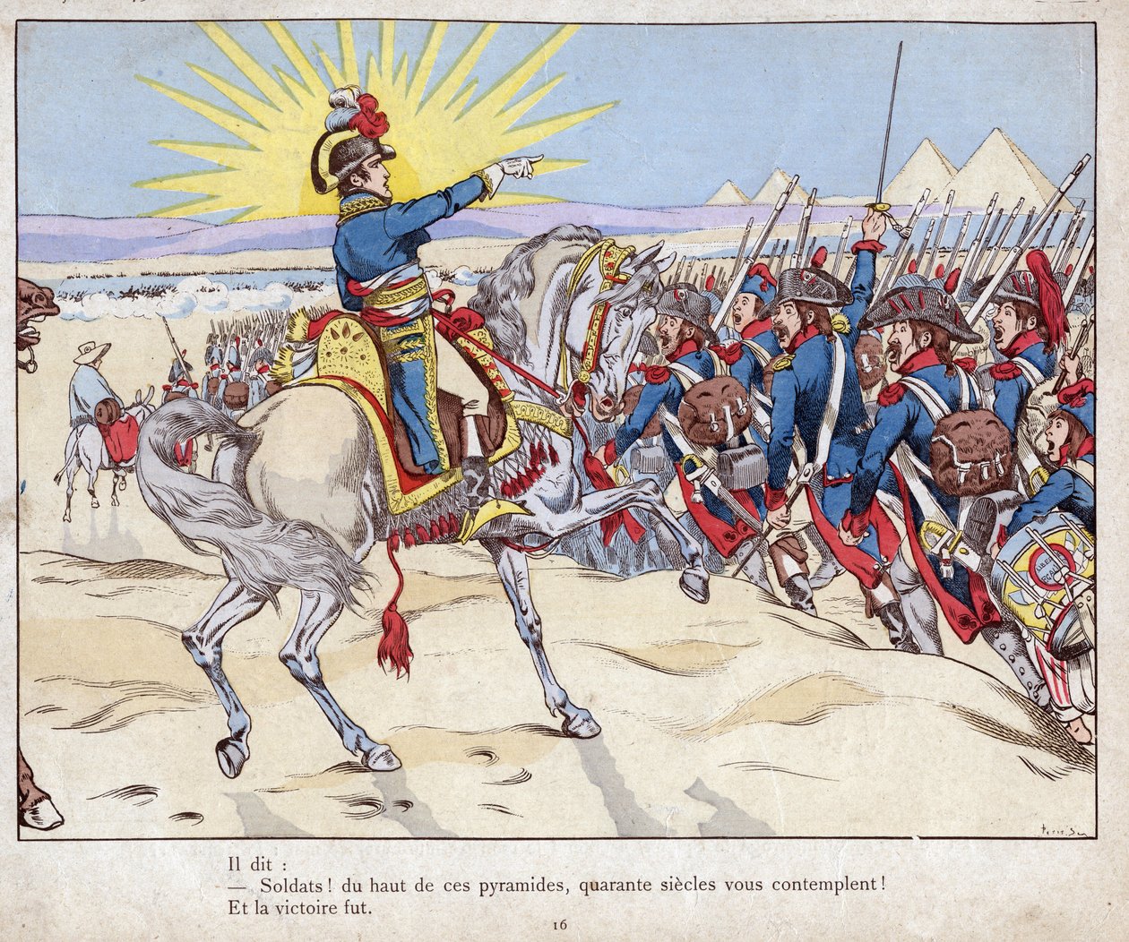Campaign of Egypt: Napoleon leads his troops to the Battle of the Pyramids, July 21 av pseudonym for Onfray de Breville Jacques Job