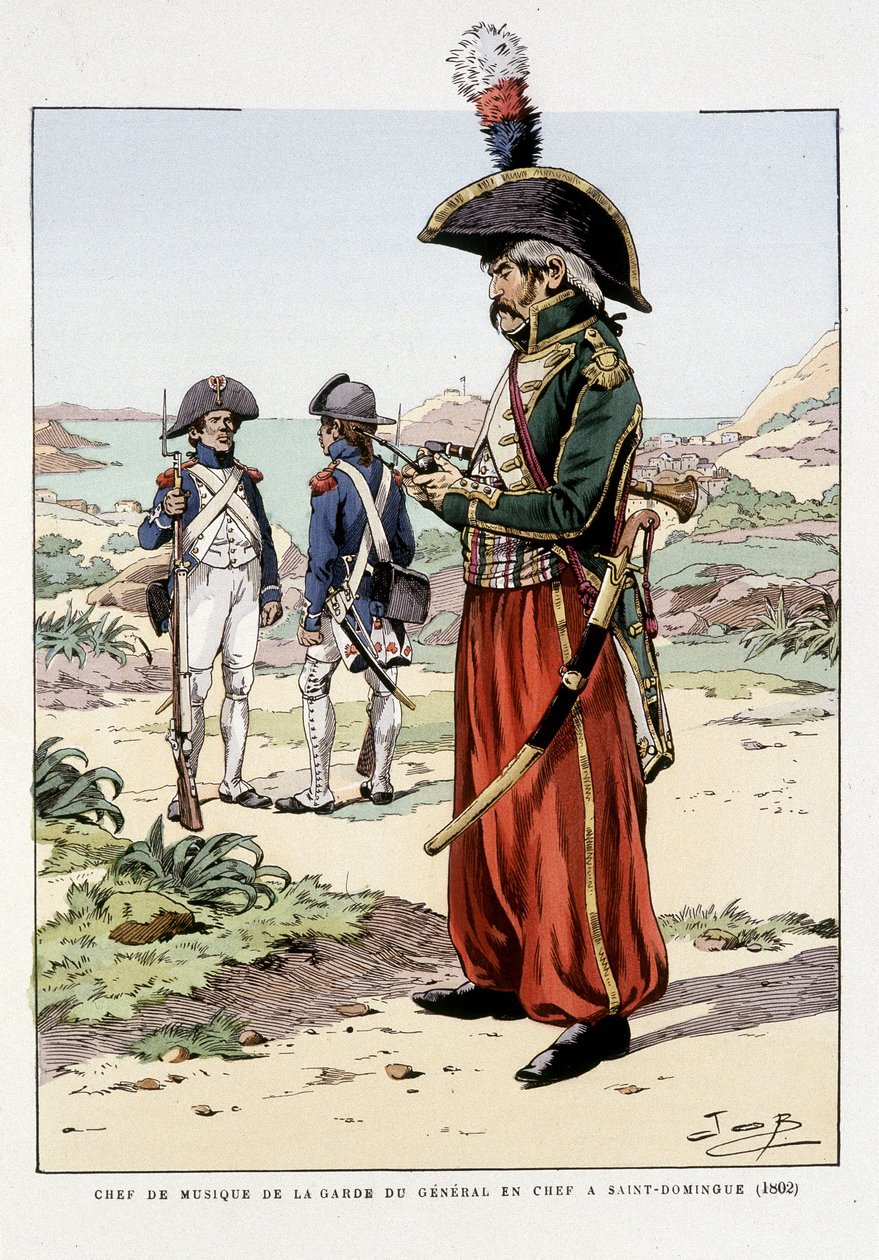 Kapelmester for General-in-Chief's Guard ved St Domingo i 1802 - i "Antrekk til Frankrikes tropper: land- og sjøhærer til enhver tid", ill. av Job av pseudonym for Onfray de Breville Jacques Job
