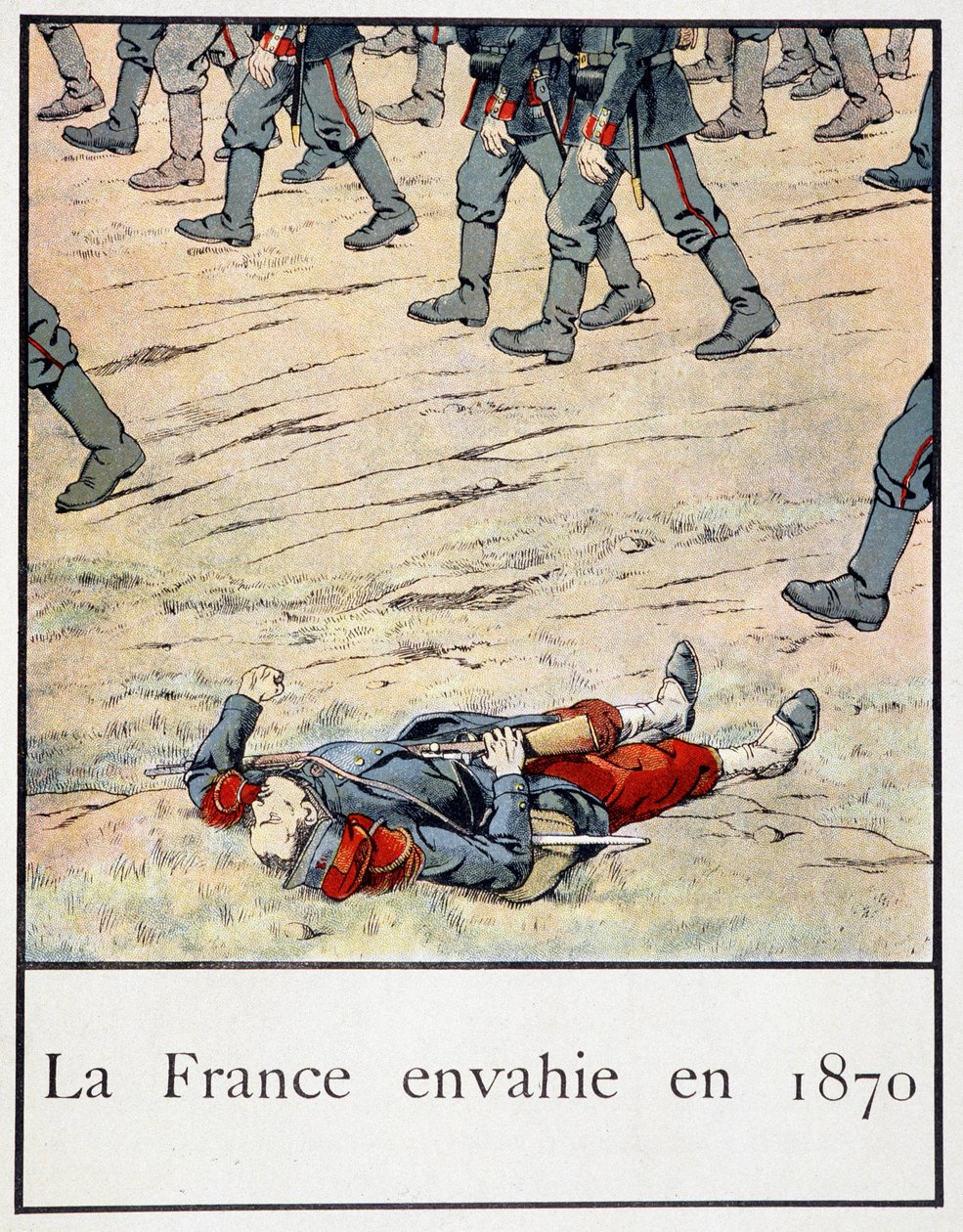 Frankrike invaderte i 1870 (en soldat død på slagmarken) - i "" Petite histoire de France" av Jacques Bainville, red. Mane av pseudonym for Onfray de Breville Jacques Job