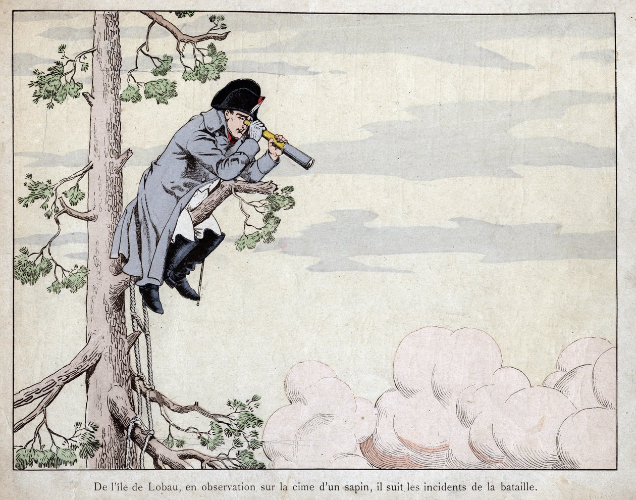 From the island of Lobau, en observation (Battle of Essling av pseudonym for Onfray de Breville Jacques Job