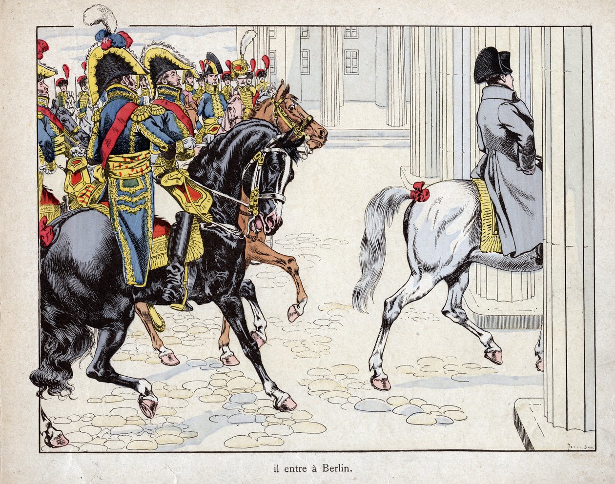 Han går inn i Berlin - troppene til Napoleon Jeg går inn i Berlin - 1806 - litografi av Job (Jacques Onfroy de Breville) fra "" Le Grand Napoleon des Petites Enfants""" 1893 av pseudonym for Onfray de Breville Jacques Job